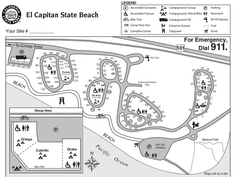 El Capitan State Beach Campground Map