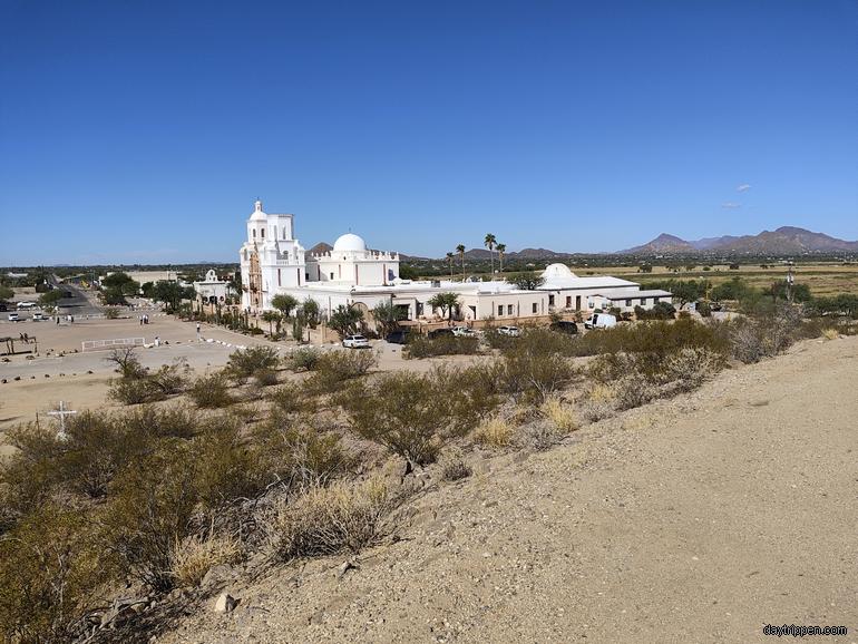 View of San Xavier del Bac Mission from Grotto Hill